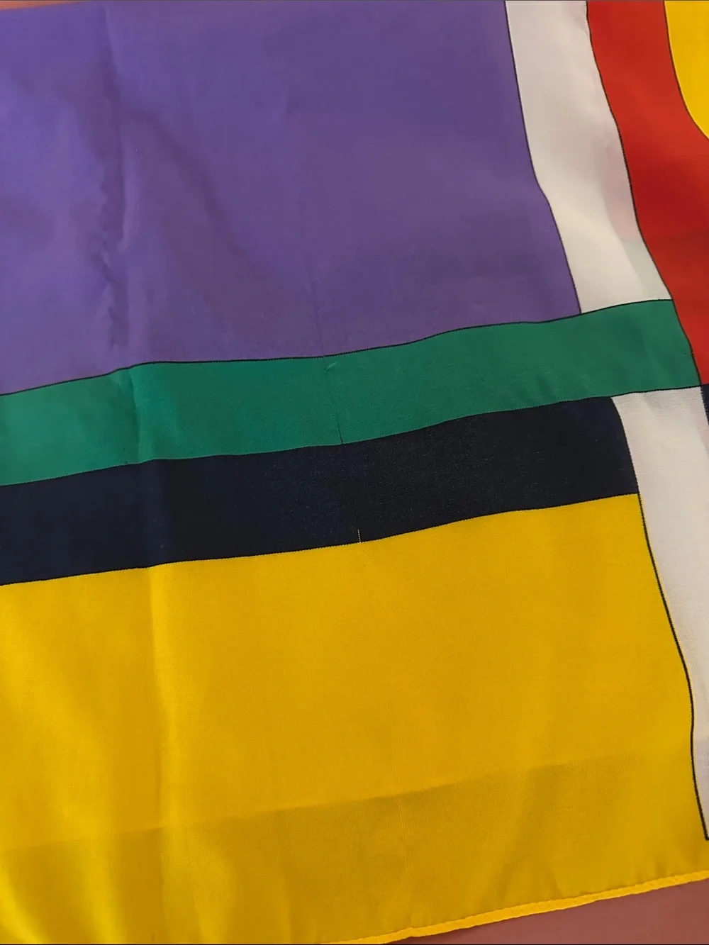 Vintage 60s/70s Bold Colorblock Silk Scarf